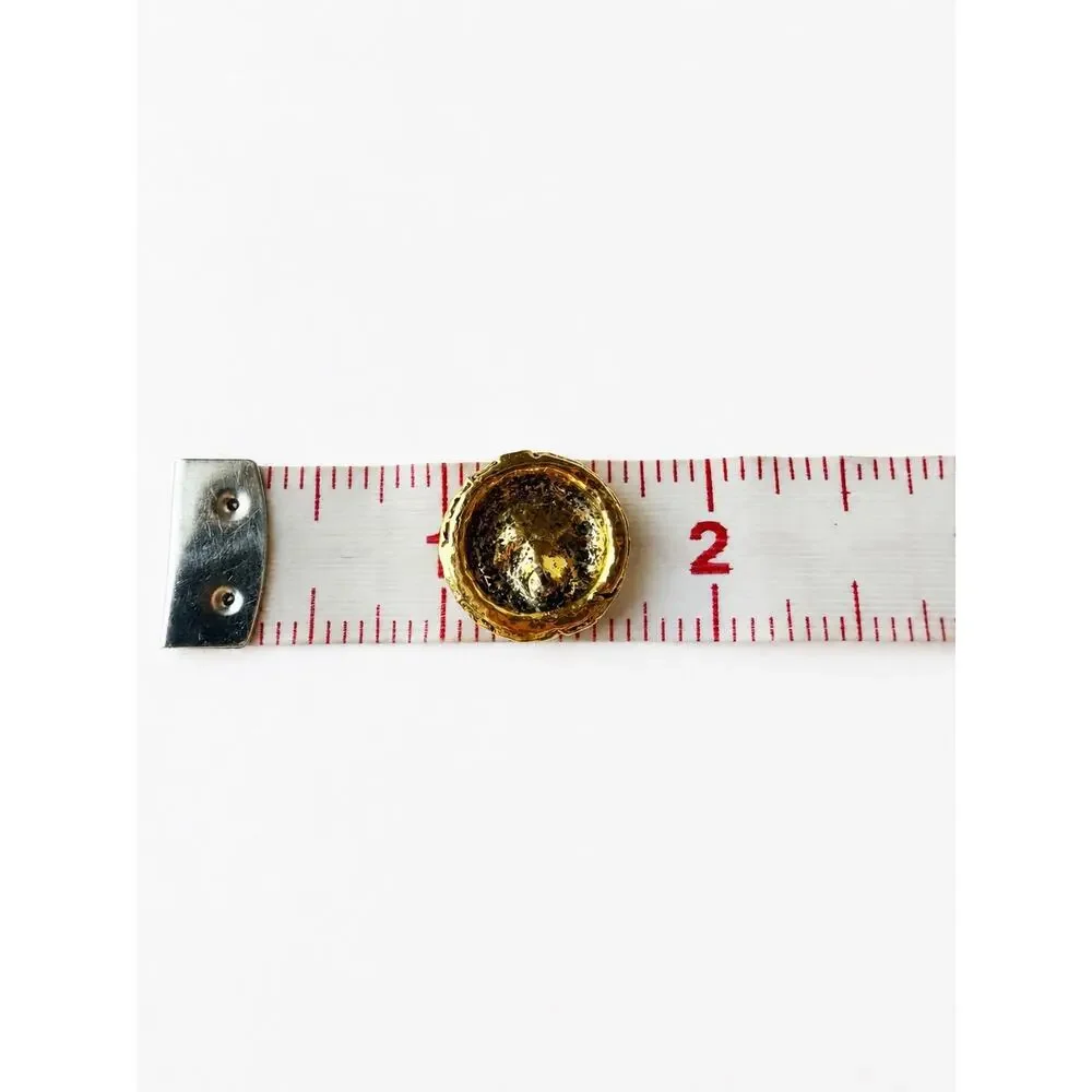 Gold Tone Black Enamel Basketweave Round Stud Earrings Vintage